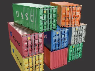 20Ft Containers Low-poly 3d model Low-poly 3D model