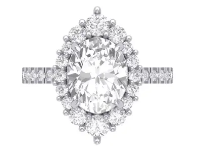 Oval Solitaire Ring 3D print model 13