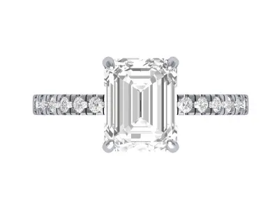 Emerald Solitaire Ring With Side Stone 3D print model