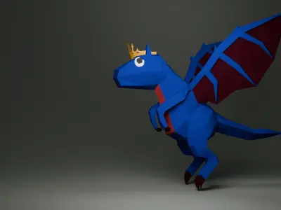 Low Poly Dragon Game Ready  Rigged and Animated Low-poly 3D model