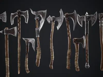 Viking Axes Low-poly 3D model