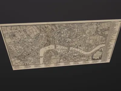 Old Map of London 1771 3D Model Low-poly 3D model