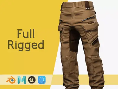 Realistic Pants 1 for Men Rigged Low-poly 3D model