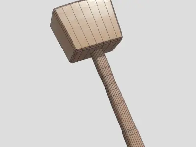 Wooden Hammer Low-poly 3D model purchase