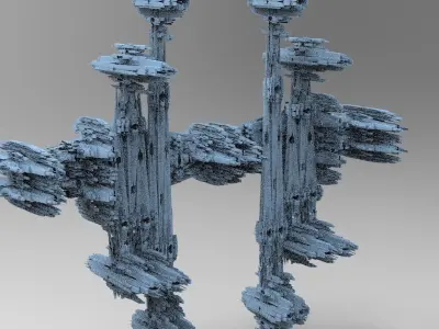 Sci fi Alien Mushroom rock City Top 3D model