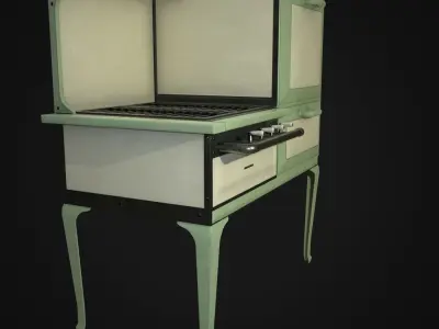 Antique Gas Stove Low-poly 3D model