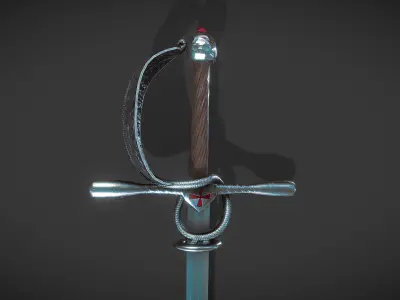Crusader Rapier Sword that is Game Ready Low-poly 3D model