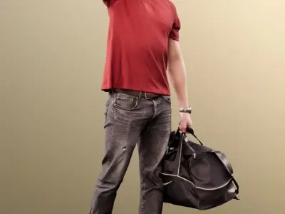 Nick 11552 - Young Man With Sports Bag Flexing His Biceps 3D model