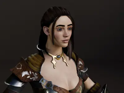 woman-warrior Low-poly 3D model