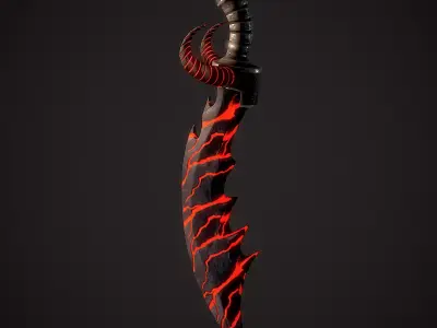 Stylized Curved Sword Low-poly 3D model