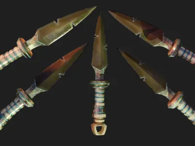 Bronze Knife Low-poly 3D model