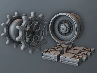Tank Tracks Pack  Low-poly 3D model