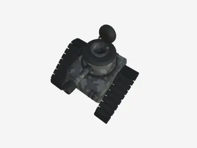 War Tank Cartoon A10 Black Camouflage - Military Vehicle Low-poly 3D model