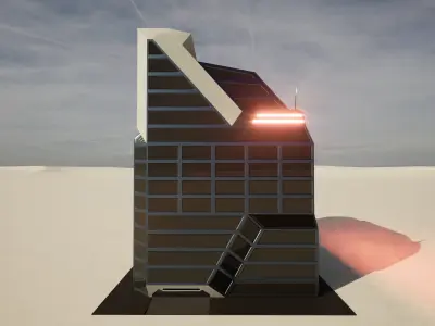 Sci-Fi multi-storey building Free low-poly 3D model