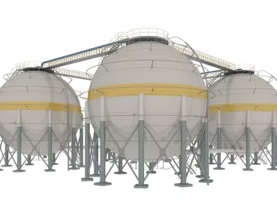Oil Tank Industrial Sphere  3D model