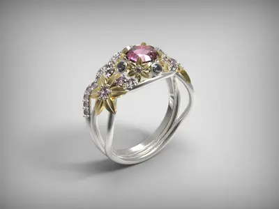 China flower ring this ring accounted for a few gems    3D print model