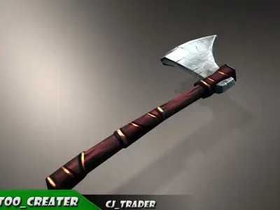 Modern Axe Fantasy Low-poly 3D Model Low-poly 3D model