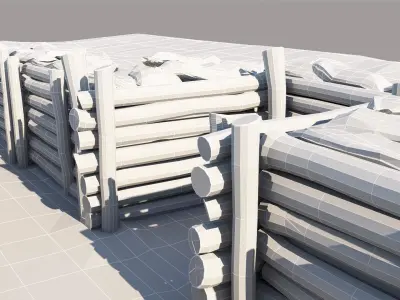 Trenches 3D model wall with hole in it 3D model