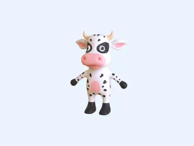 High-Quality 3D Cute Cow for Games Low-poly 3D model
