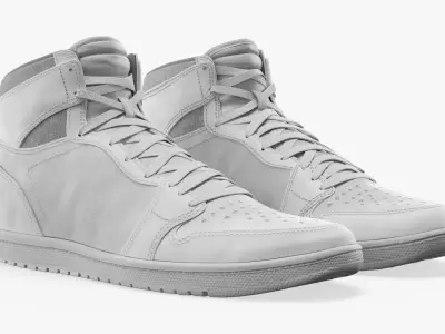 High Top Retro Sports Sneakers White 3D model purchase