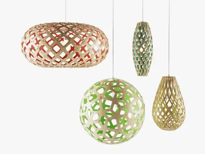 Plywood Lamps Set 3D model