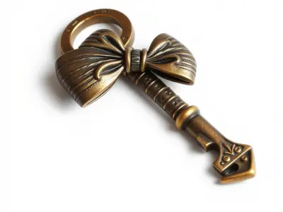 Antique Key with Detailed Bow Sculpture model pack Low-poly 3D model