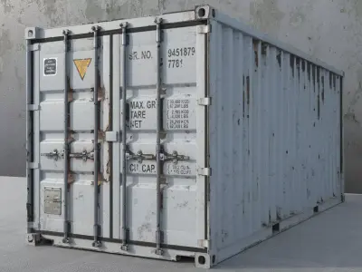 Cargo Container White 20 Feet PBR 3D model