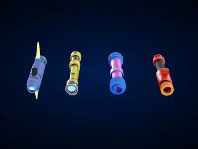 Low poly Guns different colored Low-poly 3D model
