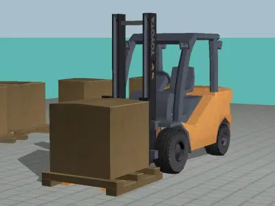 low polly forklift Free low-poly 3D model