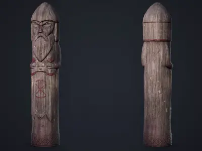 Wooden Totem 2 Low-poly 3D model