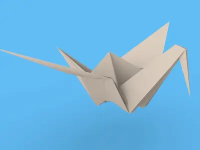 Origami Paper Crane Animated 3D model purchase