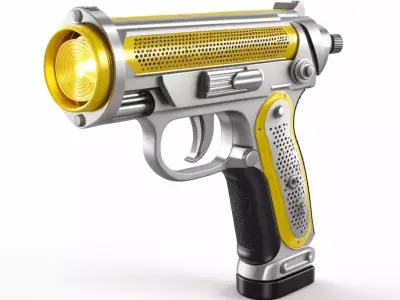 Sleek Silver Ray Gun 3D model