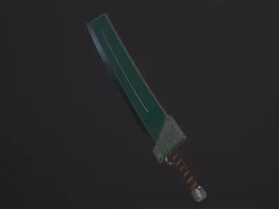Fantasy Broadsword PBR  Low-poly 3D model