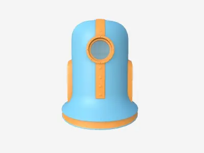 Old Diving Helmet C09 Blue Cartoon - Character Design Fashion Low-poly 3D model