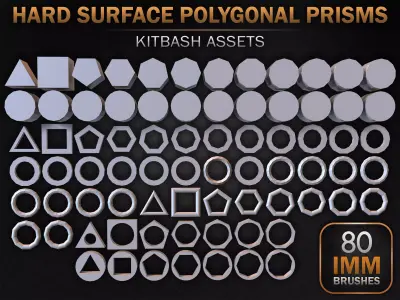 80 Hard Surface IMM Polygonal Prisms Low-poly 3D model