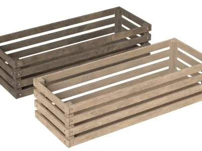 Long Wooden Crates Low-poly 3D model