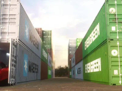 40 ft Shipping Containers Low-poly 3D model