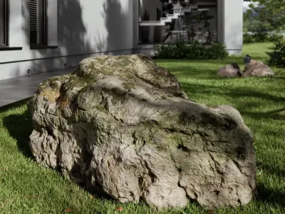  Mossy Rippled Large Rock Boulder Model  purchase