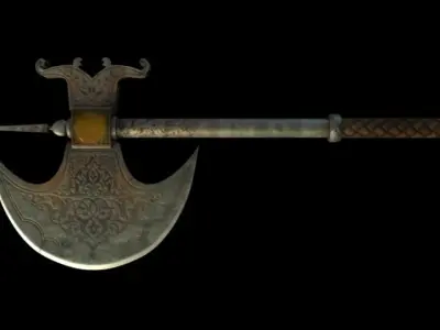 Weapon viking axe Low-poly 3D model