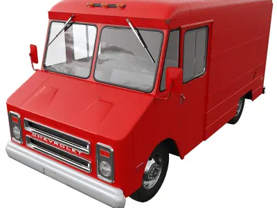 Chevrolet P30 step van  Red 1980s  Low-poly 3D model