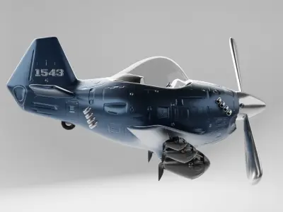 Code 1543 Custom Cartoon Plane 3D model