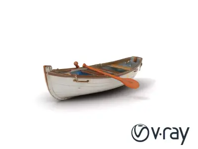 Rustic Rowboat with Oars model pack Low-poly 3D model