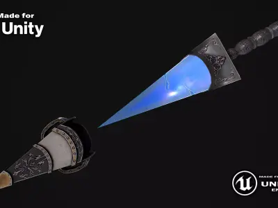 Fantasy sword 28 with scabbard 3d model Low-poly 3D model
