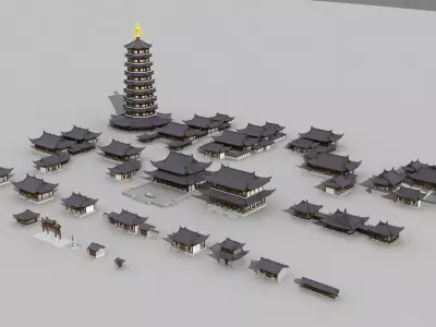 Ancient Chinese architecture 3D model 2