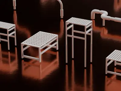 28 Mesh Piece Machines  Pipes  Connectors and Crates Low-poly 3D model