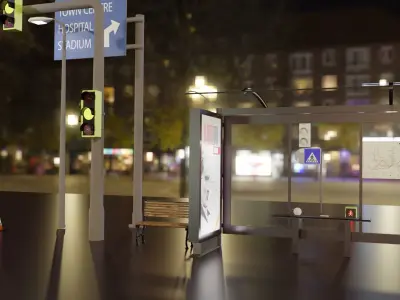 city objects Low-poly 3D model