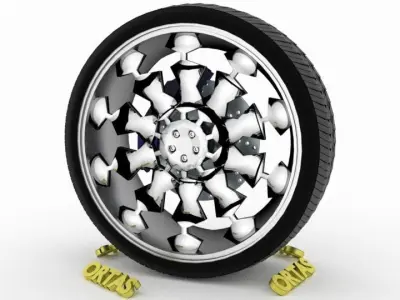 ORTAS CAR WHEEL RIM 72 GAME READY WHEEL RIM TIRE 3D model