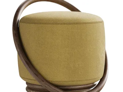 Hoop vallnut pouf 3D model