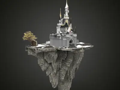Flying Castle island 3D model buy