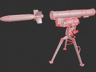 9M133 Kornet Low-poly 3D model